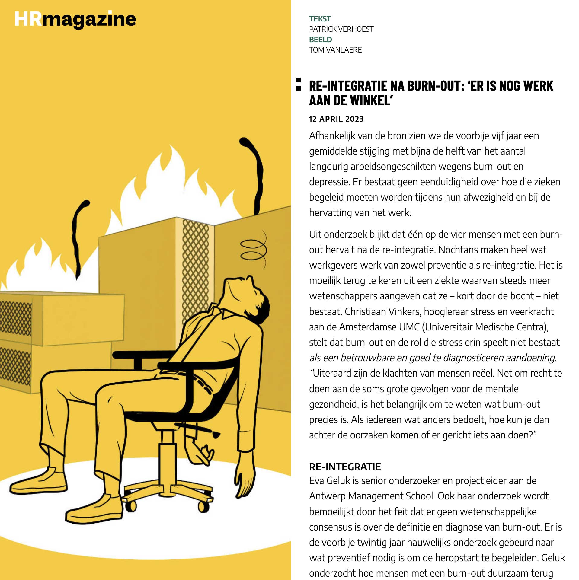 Re-integratie na Burn-out: Er is nog werk aan de winkel (HRmagazine)
